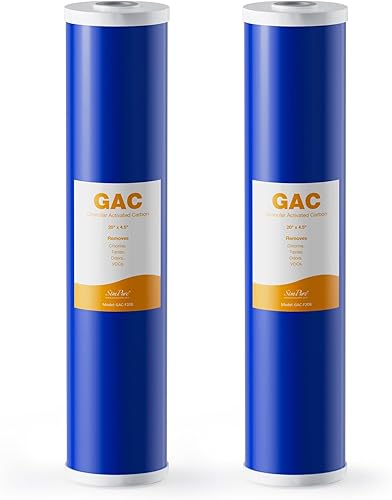 SimPure Filtro GAC de 20 x 4.5 pulgadas para toda la casa  Filtro de carbón activado granular de repuesto para DB20P, GAC-20BB, RFC20-BB (paquete de
