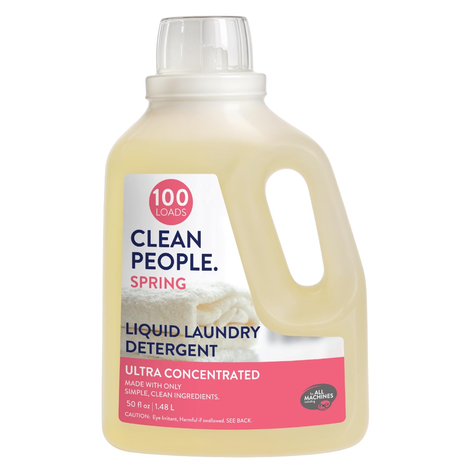 The Clean People Liquid Laundry Detergent - Recyclable Packaging, Stain Fighting - Ultra Concentrated, Laundry Soap - Spring Scent, 50 fl oz
