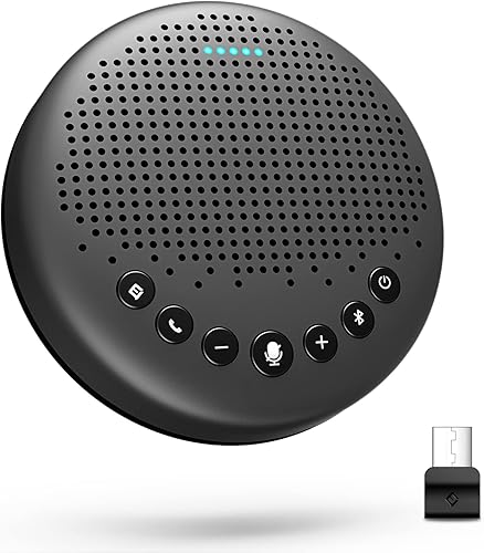 eMeet Bocina Bluetooth Luna con micrófono con algoritmo de reducción de ruido mejorado, cadena de margarita, con Dongle Altavoz USB para la oficina