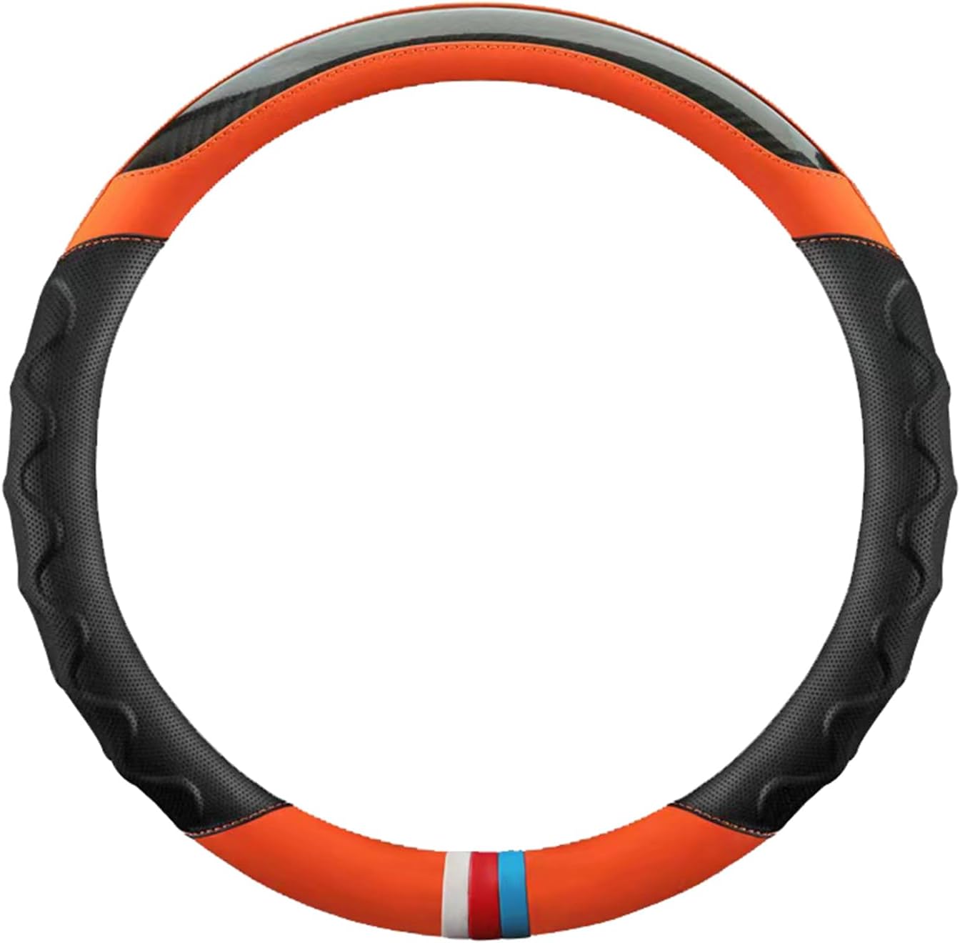13 Inch Golf Cart Steering Wheel Cover, Anti Slip Breathable Leather Steering Wheel Cover, Comfortable Grip Feeling for EZGO TXT & RXV (Orange)