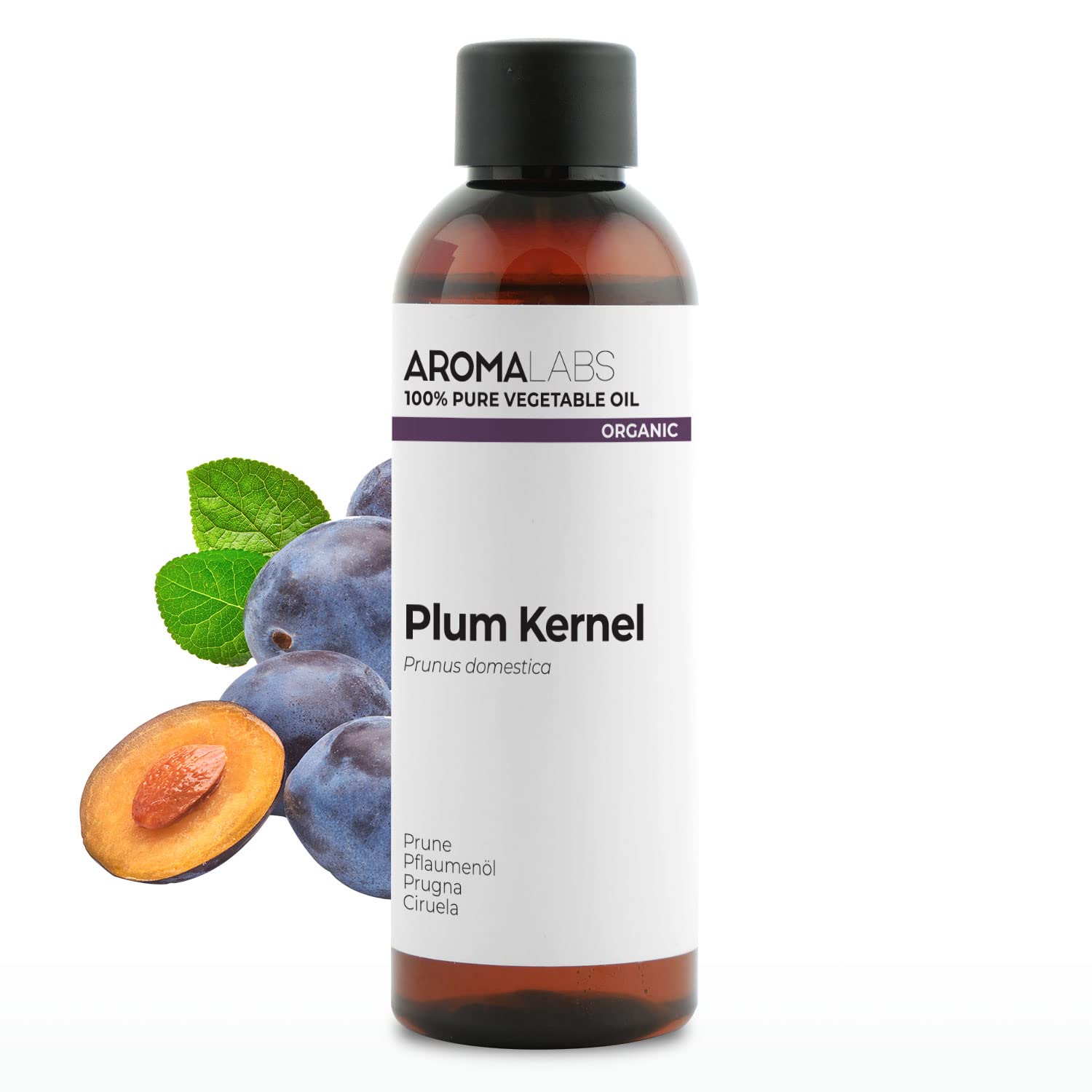 Aroma Labs 100% Organic cold pressed Plum Kernel oil - 100ml - Pure, Natural, from organic farming -, neutral
