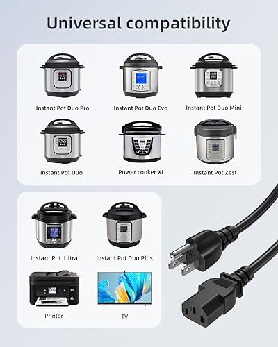 Miniatura 2 de Cable de alimentación para olla a presión eléctrica instantánea, olla rápida de potencia, olla arrocera, microondas, máquina de leche de soja y más