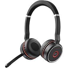 Jabra Evolve 75 UC Wireless Headset, Stereo – Includes Link 370 USB Adapter and Charging Stand – Bluetooth Headset with World-Class Speakers, Active Noise-Cancelling Microphone, All Day Battery