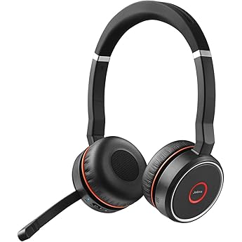 Jabra Evolve 75 UC Wireless Headset, Stereo – Includes Link 370 USB Adapter and Charging Stand – Bluetooth Headset with World-Class Speakers, Active Noise-Cancelling Microphone, All Day Battery
