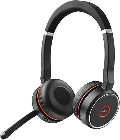 Jabra Evolve 75 UC Wireless Stereo On-Ear Headset –Unified Communications Optimised Headphones With Long-Lasting Battery – USB Bluetooth Adapter – Black