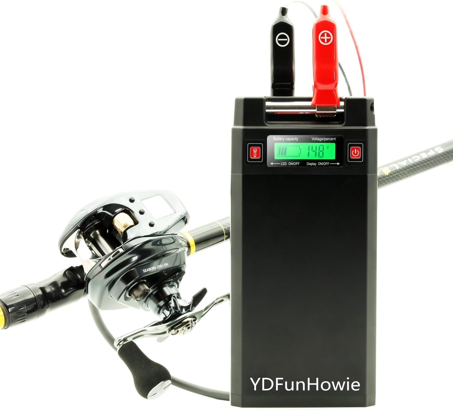 Electric Reel Battery. 14.8V 20Ah Large Capacity. Built-in chip. High Safety Performance. It is Your Best Companion to Start Fishing. Compatible with Daiwa&Shimano Electric reels. (Black)