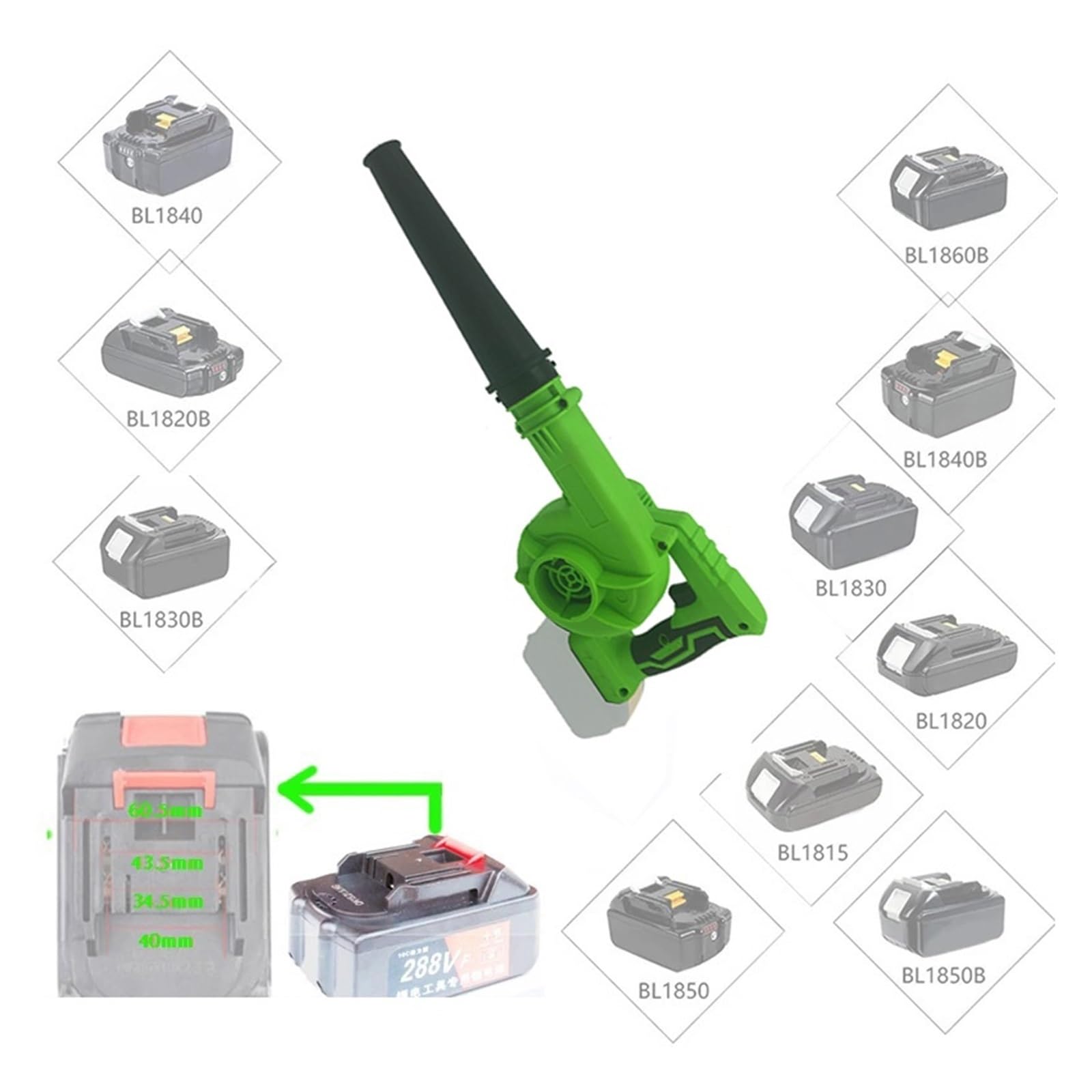 Soplador centrífugo Soplador eléctrico de Litio, soplador Polvo integración succión soplado inalámbrico for batería 18 V BL1830
