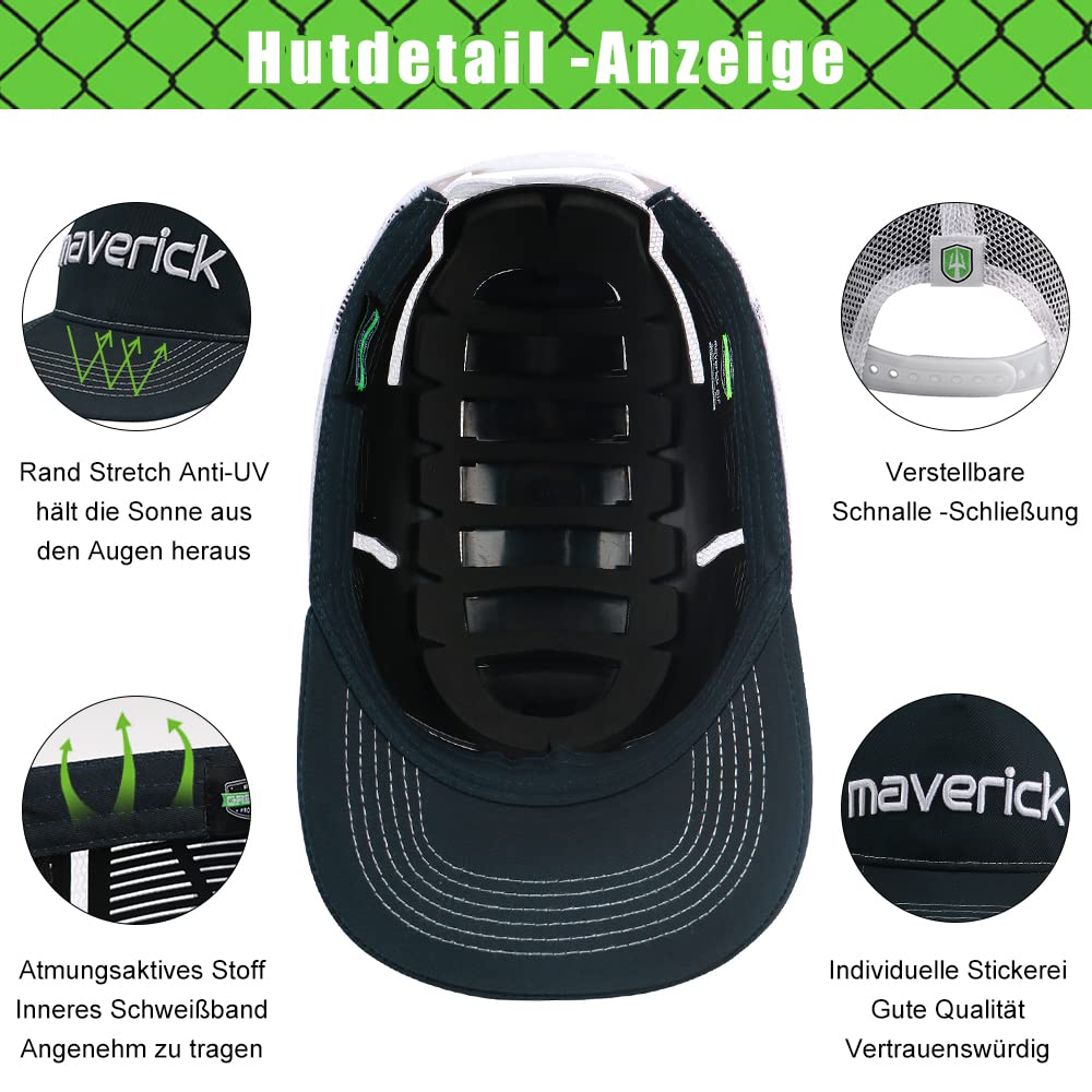GREEN DEVIL Maverick-Air Series Casquette de sécurité avec Coque Rigide en ABS Anti-Choc légère et Respirante Style Baseball