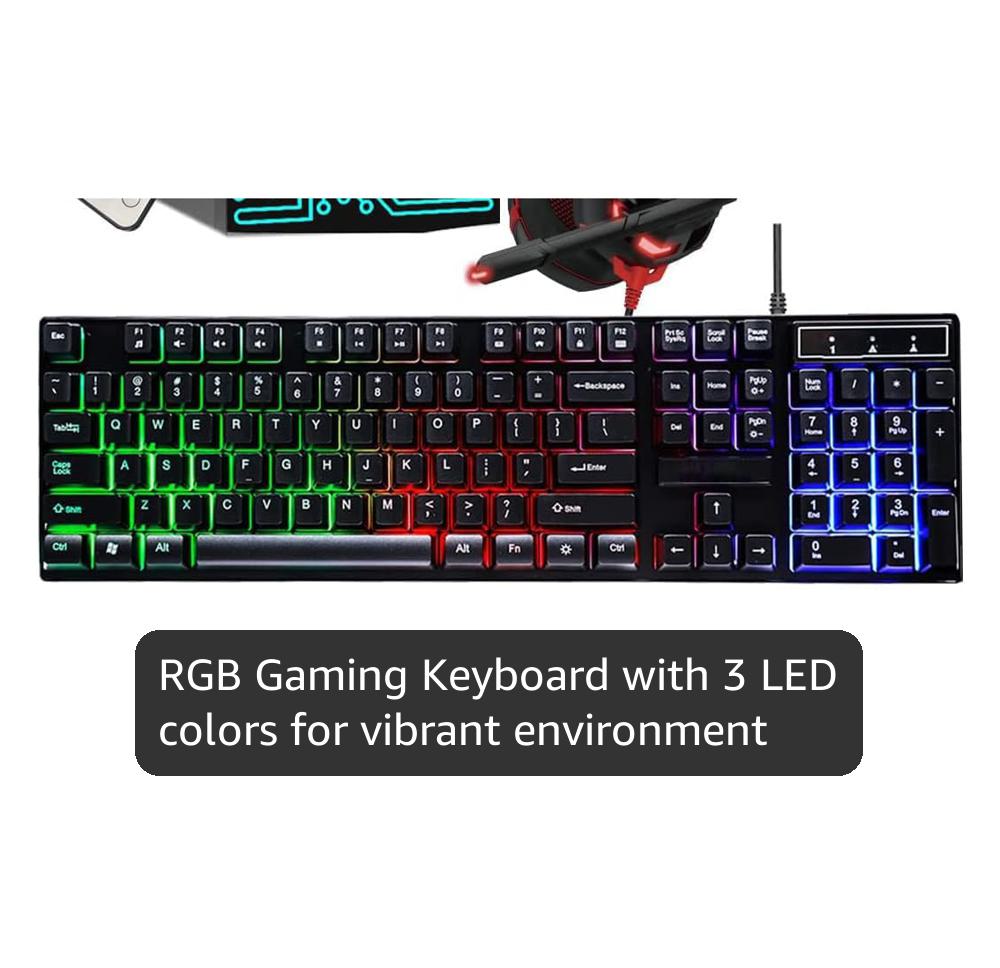 Dell Optiplex Small Desktop Computer (SFF) PC | Quad Core Intel i5 (3.2GHz) | 16GB DDR3 RAM | 512GB SSD | 24 Inch Monitor | RGB Gaming Keyboard & Mouse, Headset | Windows 11 Pro (Renewed)