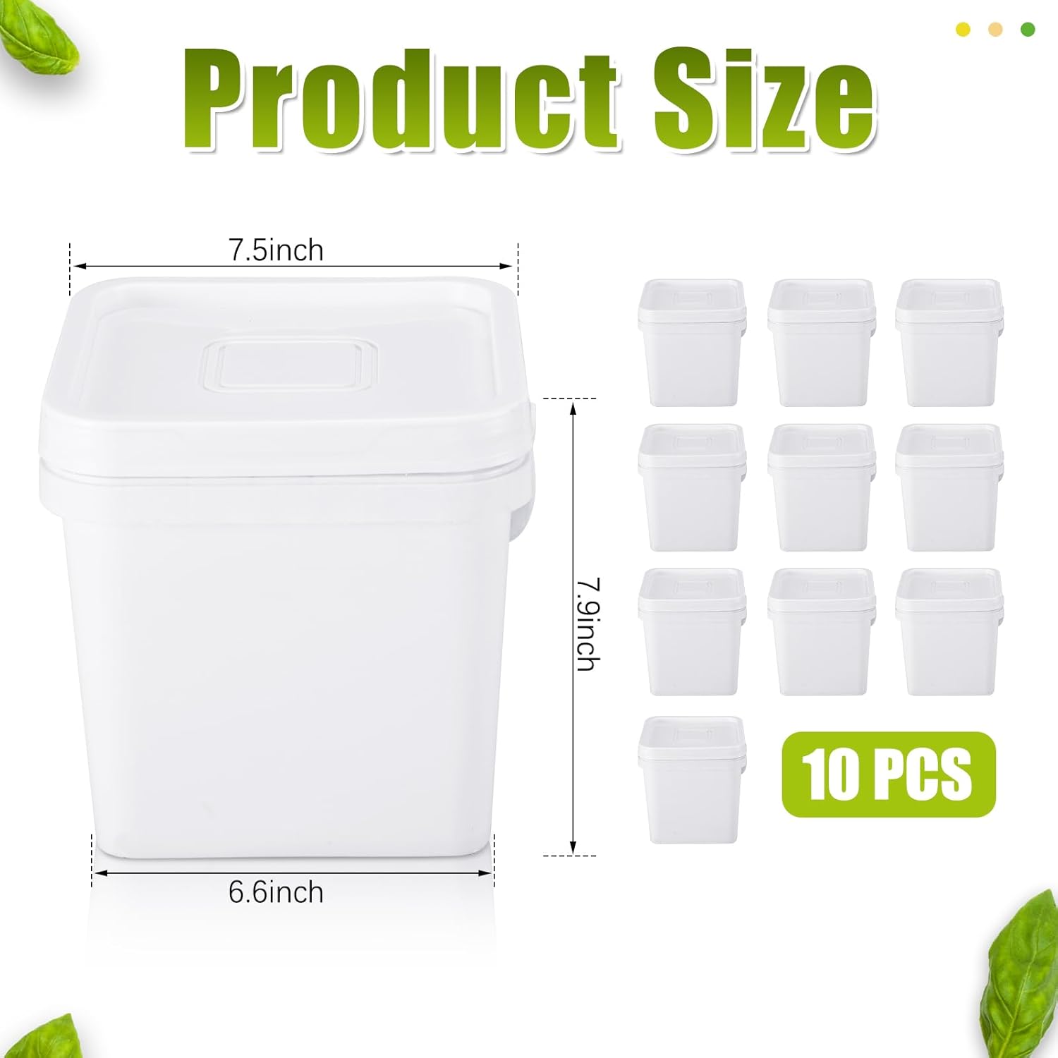 Suzile 10 Pcs 1 Gallon Square Bucket with Lid Food Grade Plastic Bucket 4.5L Utility Industrial Pail with Handle Container for Food Oil Tub Water Fishing Paint House Cleaning Car Washing