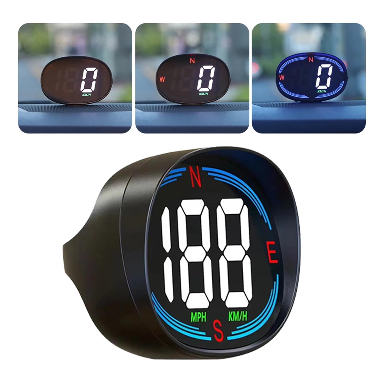 H2 Coche HUD GPS Head-Up Display Velocímetro Digital KMH MPH USB Plug And Play Brújula De Alarma De Exceso De Velocidad para todos los vehículos