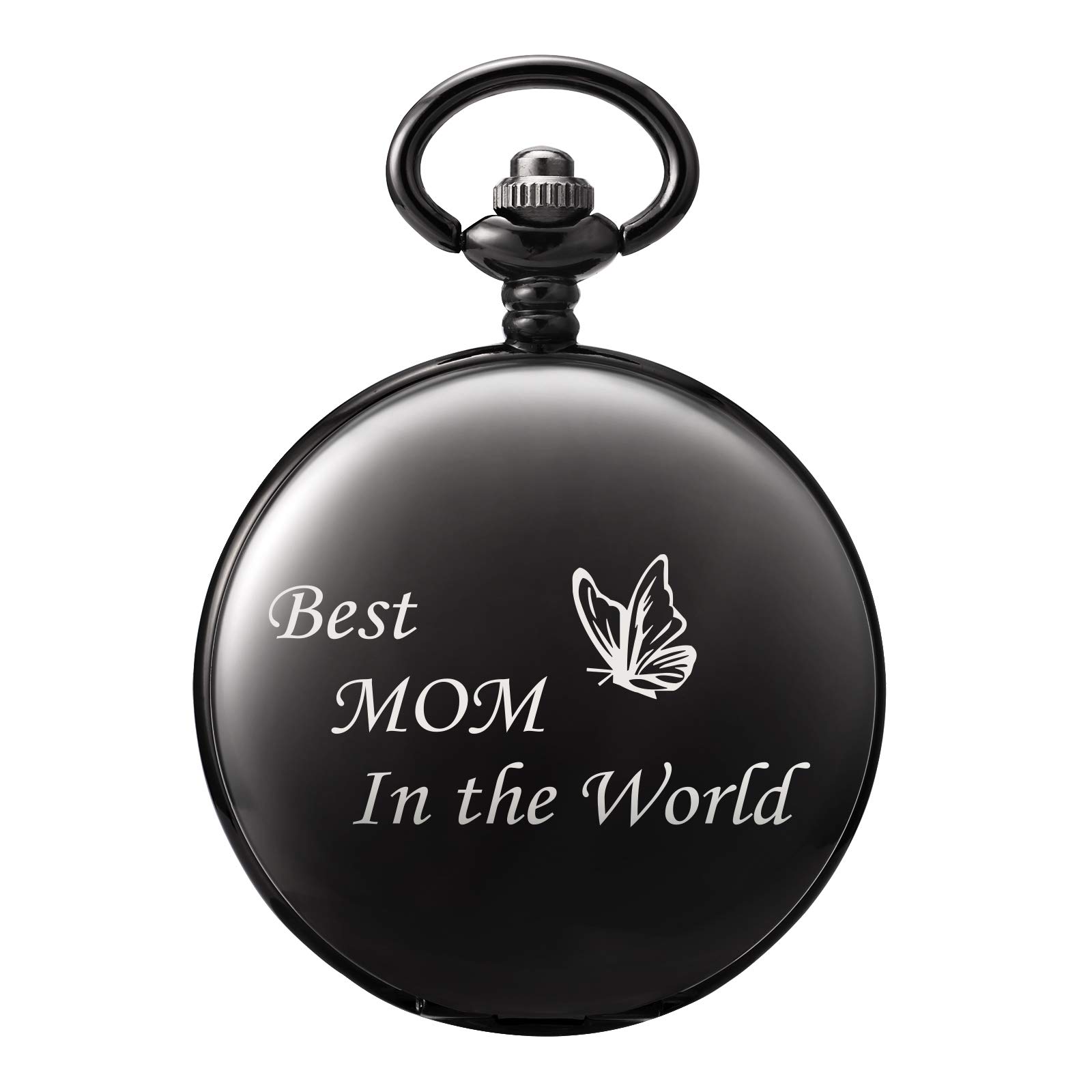 TREEWETO Pocket Watch Mom Mother's Day Gifts for Christmas Birthday from Son Daughter, Best Mom in The World, Pocket Fob Watches