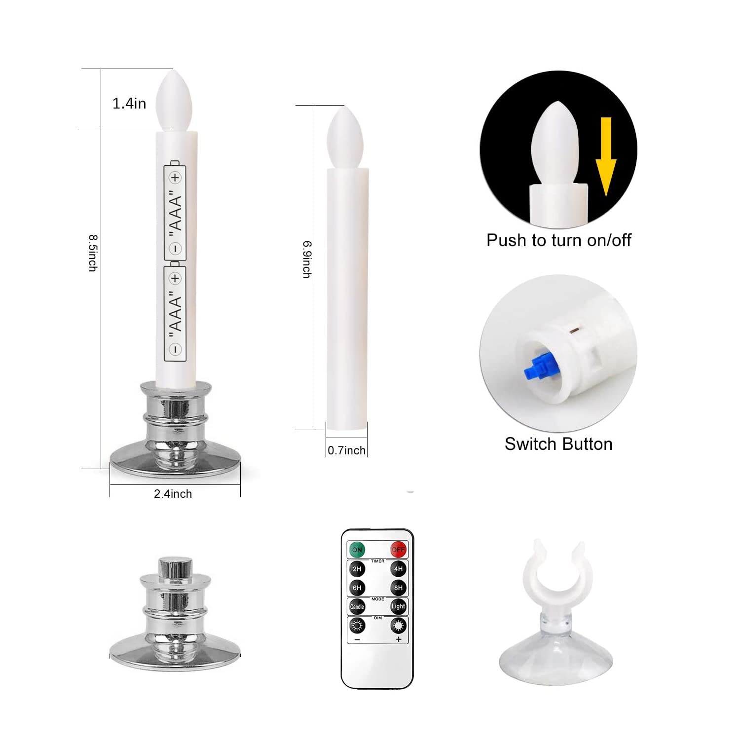 Sensor-Fensterkerzen 6 Stück - LED Kerzen Mit 3D-Flammeneffekt, Automatisch