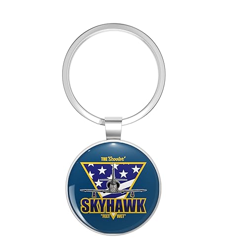 A 4 Skyhawk Stainless Steel Keychain with Ring Double Sided
