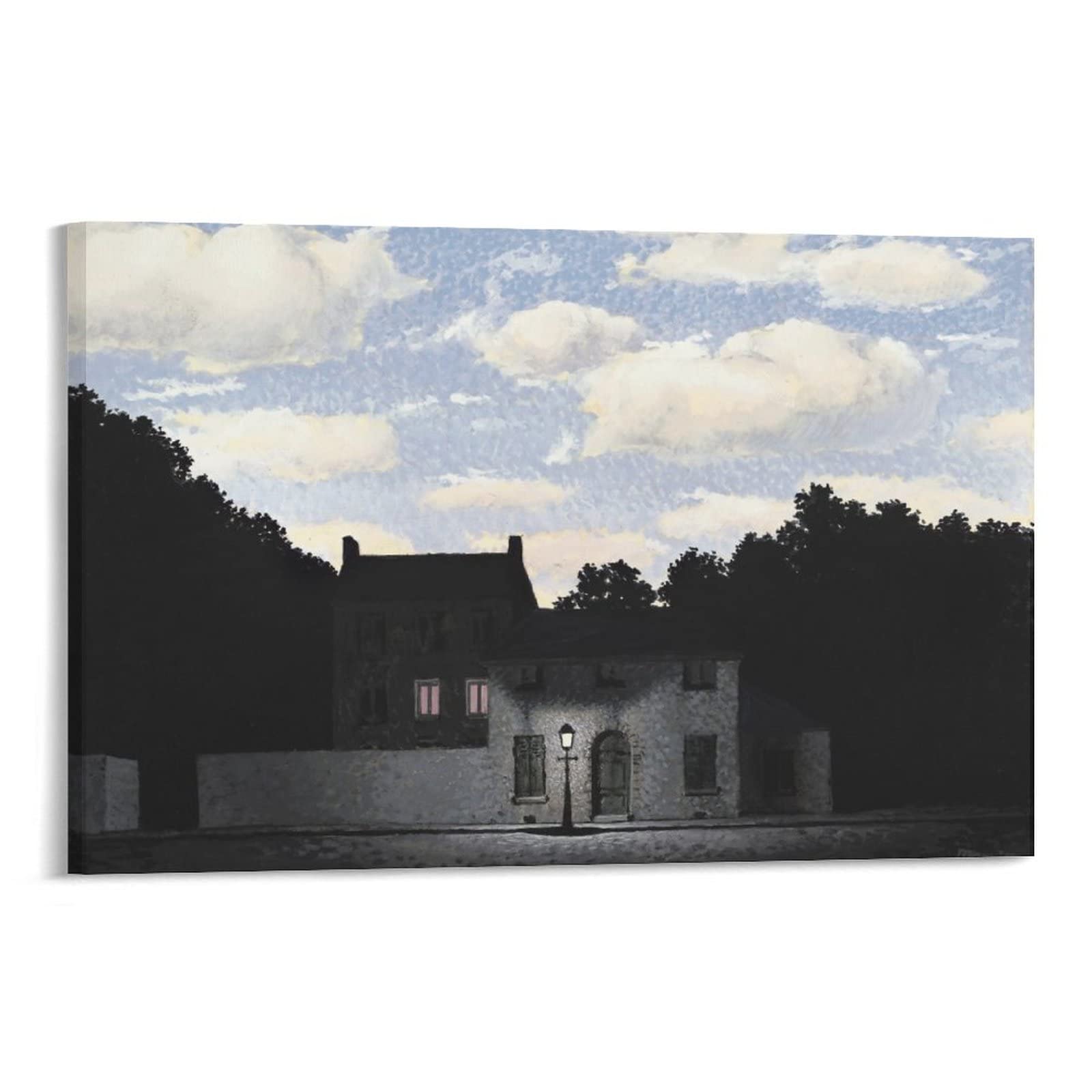 Rene Magritte Artwork The Empire of Lights, 1955 Decorative Canvas Wall Art Living Room Bedroom Painting 12x18inch(30x45cm)