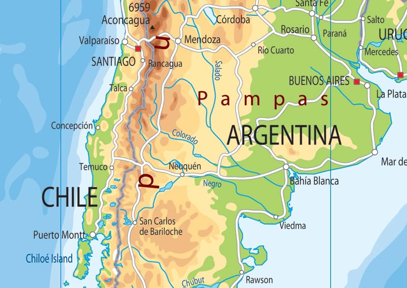 South America Physical Map - 23.3 x 16.5 Inches - Paper Laminated - Image 3