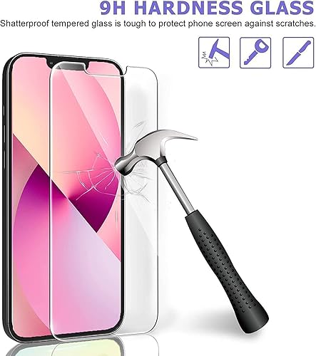 Miniatura 6 de Ferilinso Protector de pantalla diseñado para iPhone 13 Mini, 3 unidades de vidrio templado HD con 2 protectores de lente de cámara, compatible con