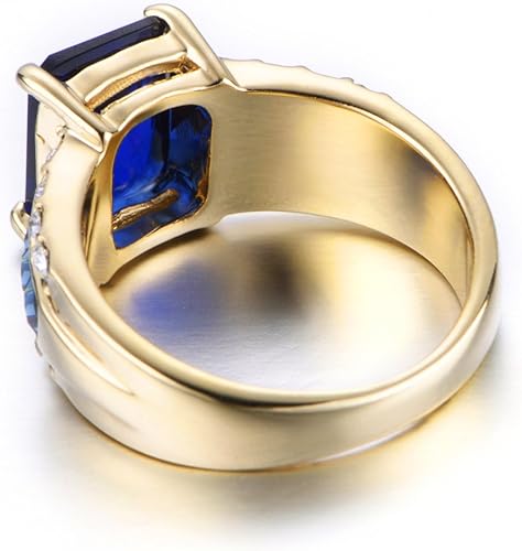 Miniatura 4 de Yoursfs Anillos llamativos para mujer, chapado en oro de 18 quilates, circonita cúbica, anillo de compromiso, joyería de disfraz vintage