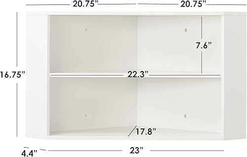 Miniatura 3 de Target Marketing Systems - Moderno gabinete flotante de escritorio, almacenamiento de esquina montado en la pared con 3 estantes, estante colgante