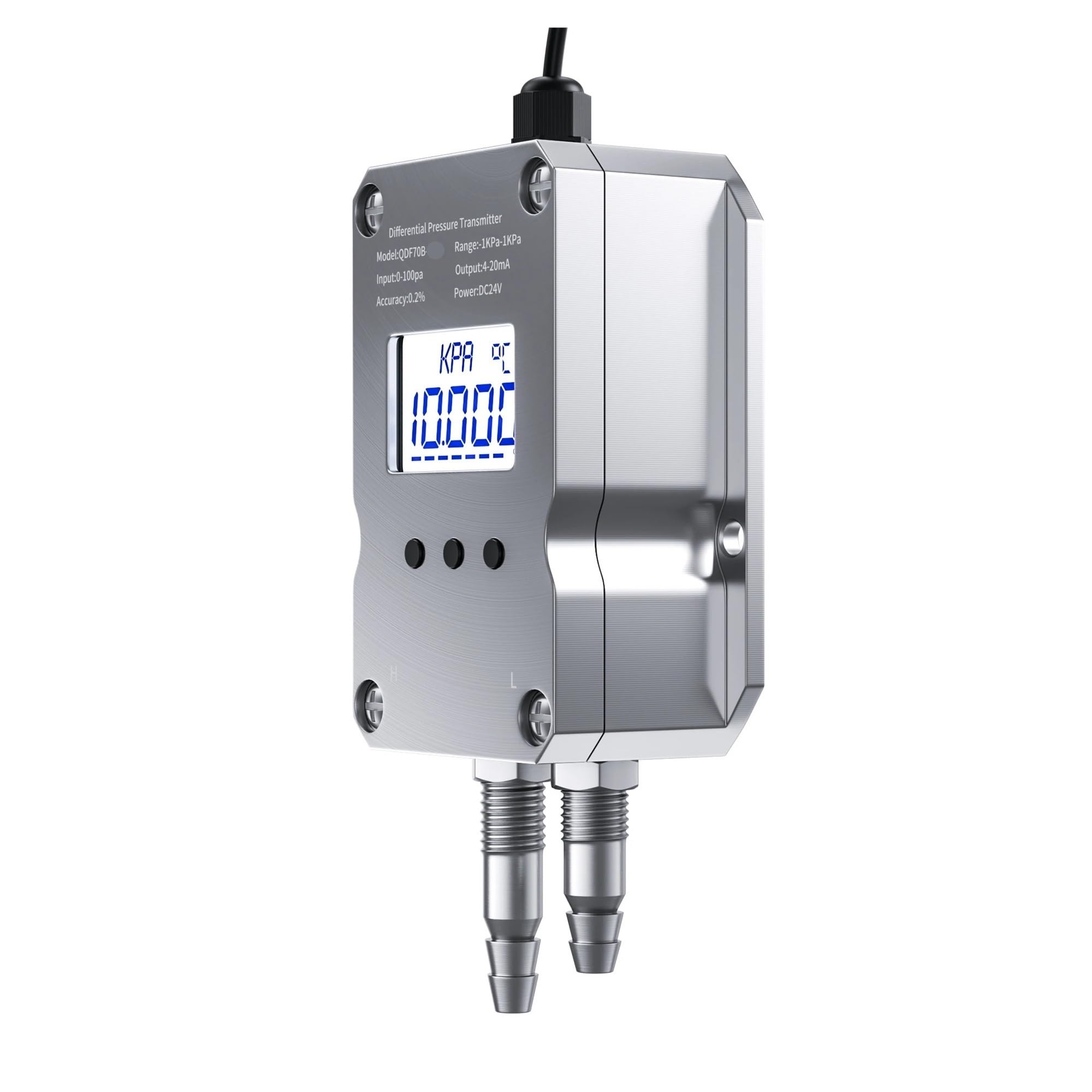 Transmisor de presión diferencial Transductor de Sensor de presión diferencial 0-100 pa 0-500 pa 0-1 kpa a 4-20 mA 0-10 V Transmisor de presión Digital con Pantalla RS485(4-20mA,-5Kpa -0)