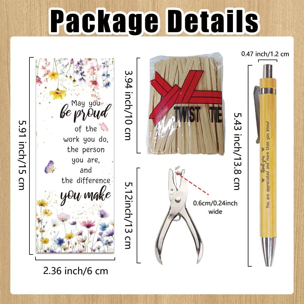 WEBEEDY 36 Sets Employee Appreciation Gifts Bulk May You Be Proud Sign Bamboo Pen with Inspirational Notes Flower Bookmark Cards for Christmas Office Coworker Colleague Nurse Teacher Team Party Favor - Image 2