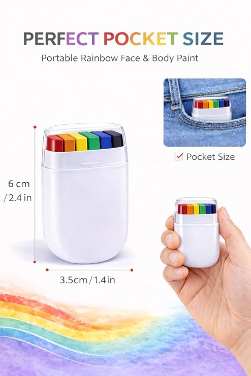 Oiomniv 2 Pack Pride Face Paint Stick, Rainbow Face & Body Paint | for LGBTQ Pride Parade, Gay Pride Makeup, Pride Month Accessories, Rainbow Flag Face Paint, Easy Wash, Skin Safe
