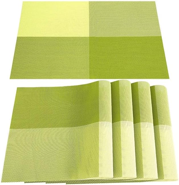 Weave Plaid PlacematsTable Coasters Washable Heat Insulation Non-Slip Woven Vinyl Table Mats for Kitchen Dining Room