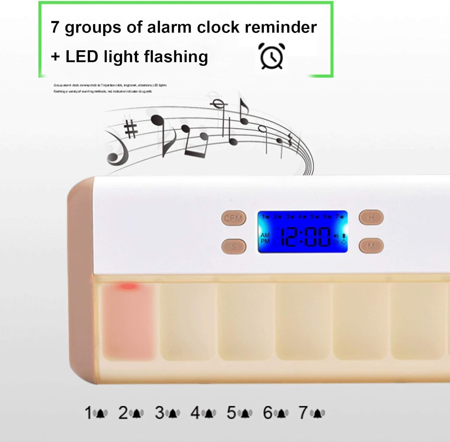 Genérico Pastillero Inteligente con 7 Recordatorios De Alarma | Fabricado Con Pp Apto Para Uso Alimentario, Adecuado Para Pacientes Con Parkinson (Brown)