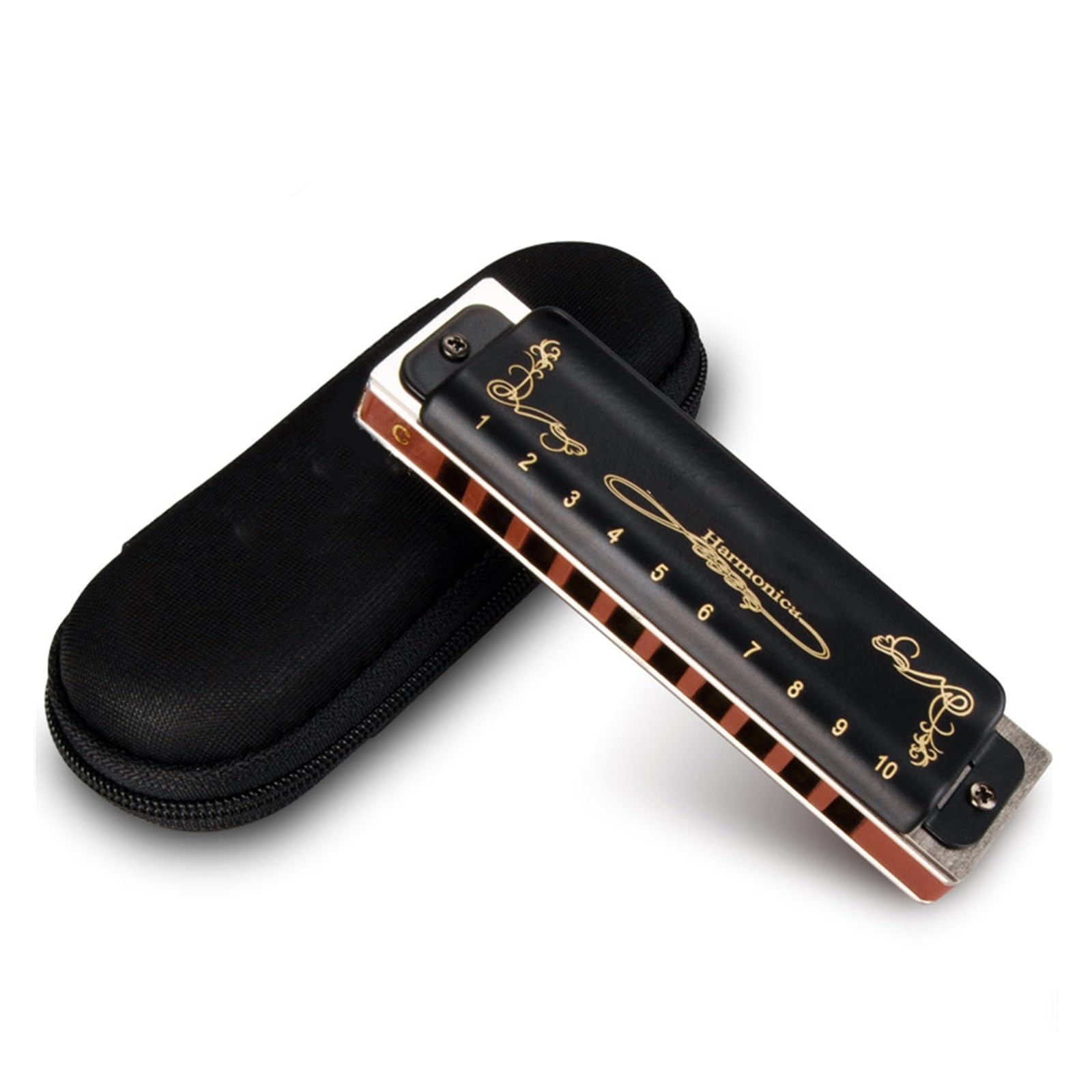 Mundharmonikas Mundharmonika Mit 10 Löchern In C-Taste, Die EIN 10-Loch-Musikinstrument Für Erwachsene Für Anfänger Spielt (Color : Bk)