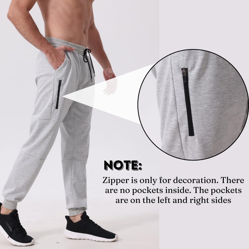 Confezione da 2 pantaloni da jogging da uomo con chiusura lampo, pantaloni slim fit con tasche, elastico in vita, da uomo