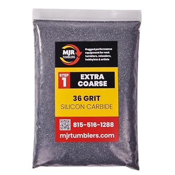 5lb MJR Tumblers 36 Grit Premium Extra Coarse Extremely Fast Cutting Silicon Carbide Rock Polishing Grit for Step/Stage 1, MJR Tumblers is a Disabled and Veteran Owned Company Proudly Located in USA