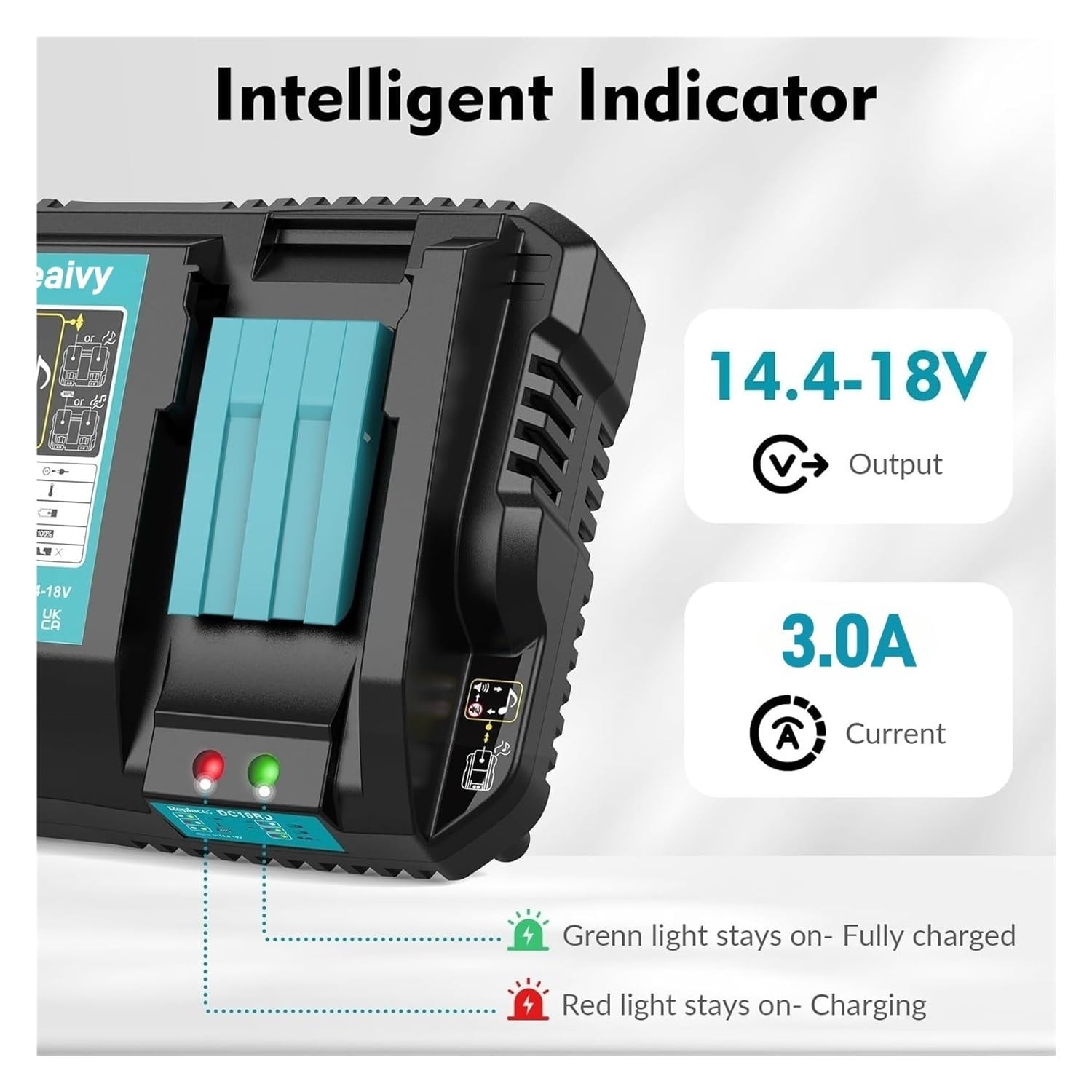 AY18RD 18V podwójna ładowarka kompatybilna z Makita BL1830 BL1415 BL1430 BL1840 BL1850 BL1860 14.4V-18V wymiana baterii litowo-jonowej 3A ładowarka(EU Plug)