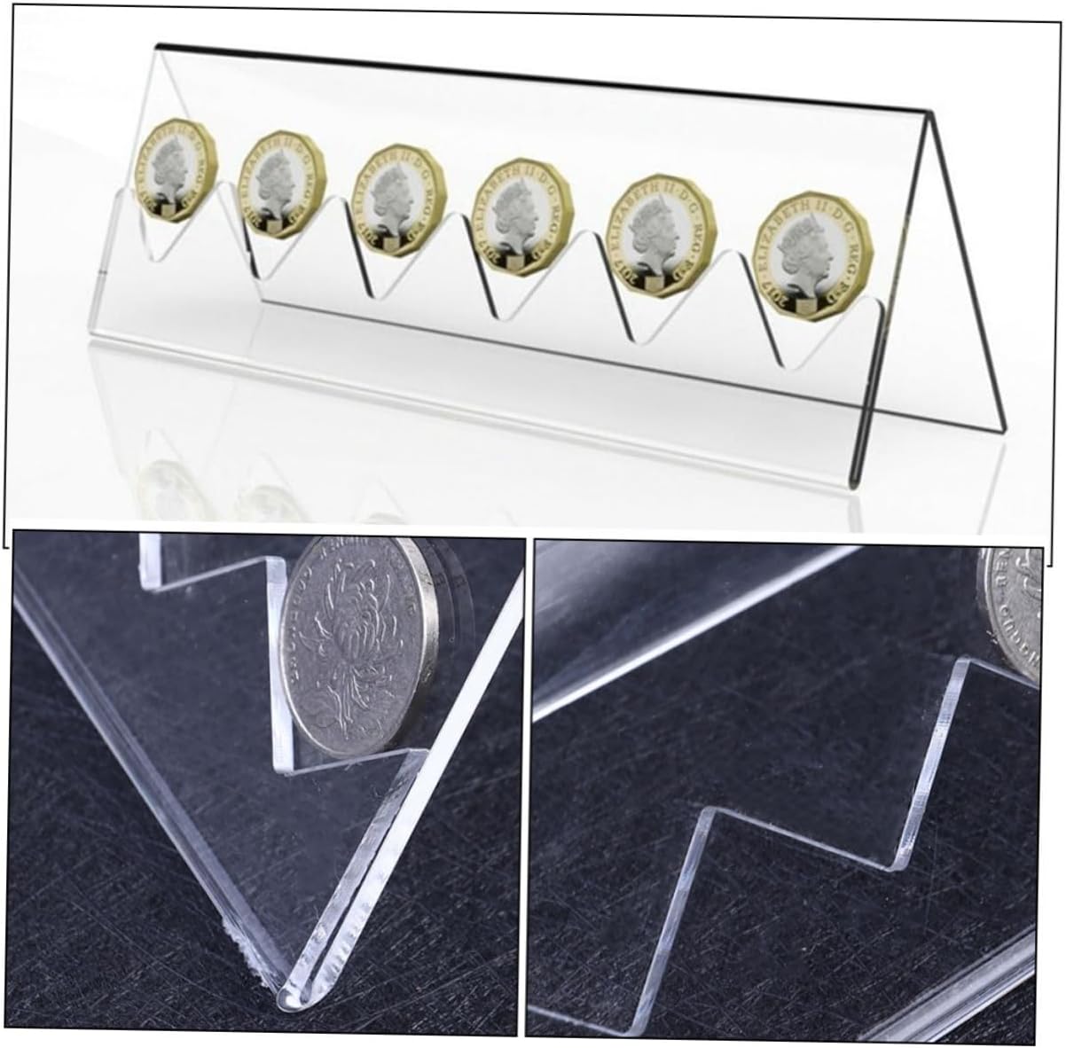 STOBAZA 2pc Acrylic Coin Display Stand Coin Rack Chic Storage Rack Collection Display