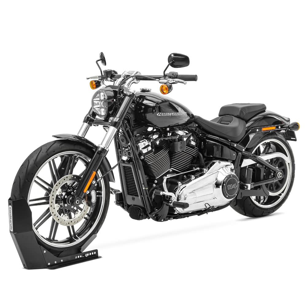 ConStands Easy Transport Fix - Motorrad Wippe Schwarz kompatibel mit Anhänger Vorderrad Transportständer Motocross Roller DPLB3