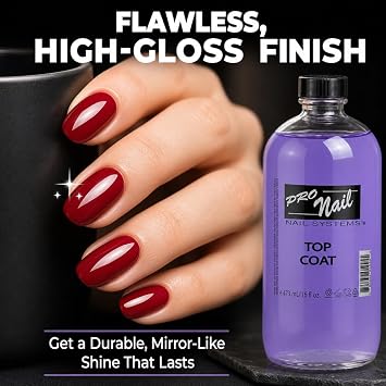 PRONAIL Nail Polish Top Coat High-Gloss Chip-Resistant Sealant for Natural & Artificial Nails | Quick-Dry Professional Backbar Formula | Salon & Nail Art Use | Cruelty-Free | Made in USA | 16 oz