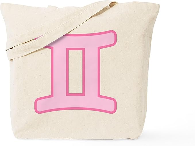 CafePress Pink Zodiac Gemini Tote Bag Reusable Natural Beige Canvas Shopping Bag