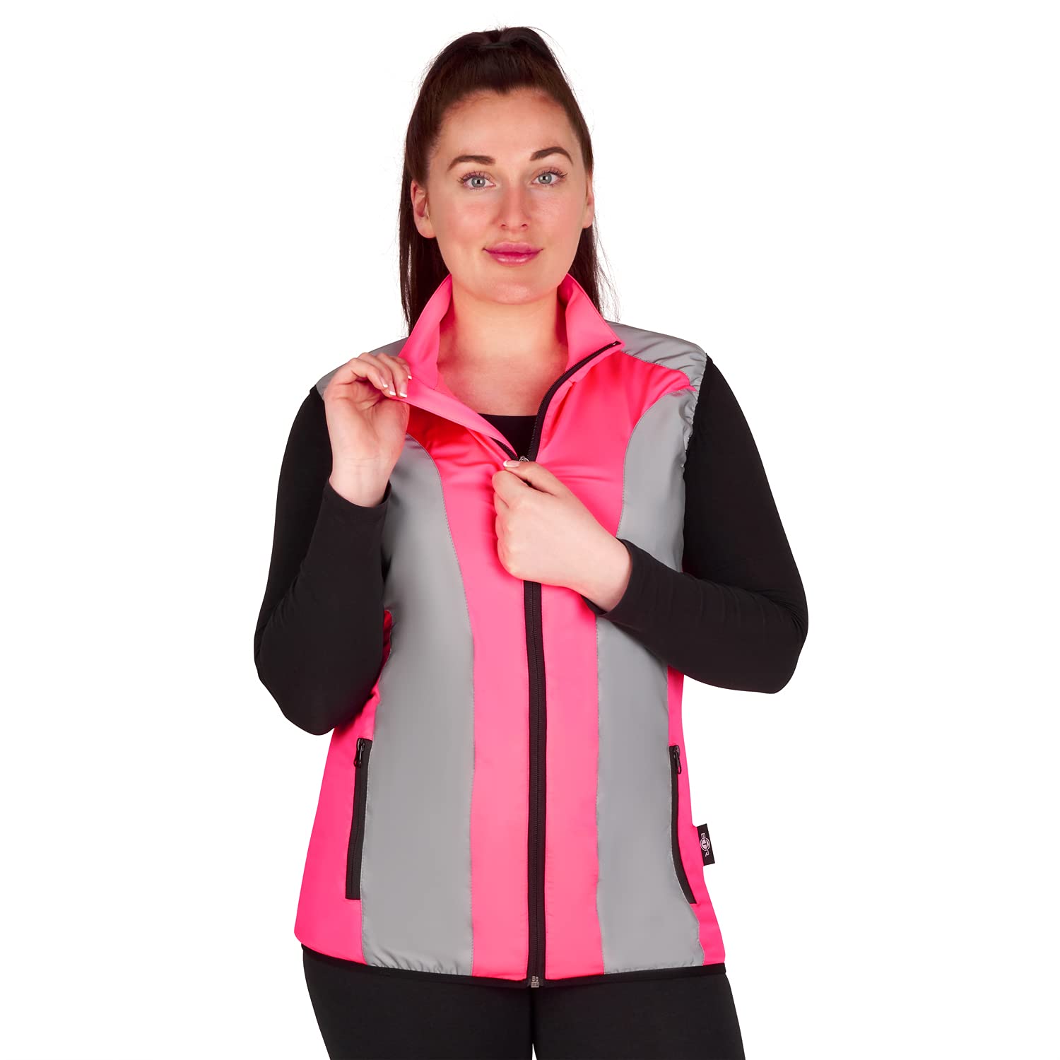 BTR Damska odblaskowa kamizelka rowerowa i do biegania dla kobiet. Wysoka widoczność (Hi Viz) i bardzo odblaskowa kamizelka sportowa na świeżym powietrzu. Różowy rozmiar 8