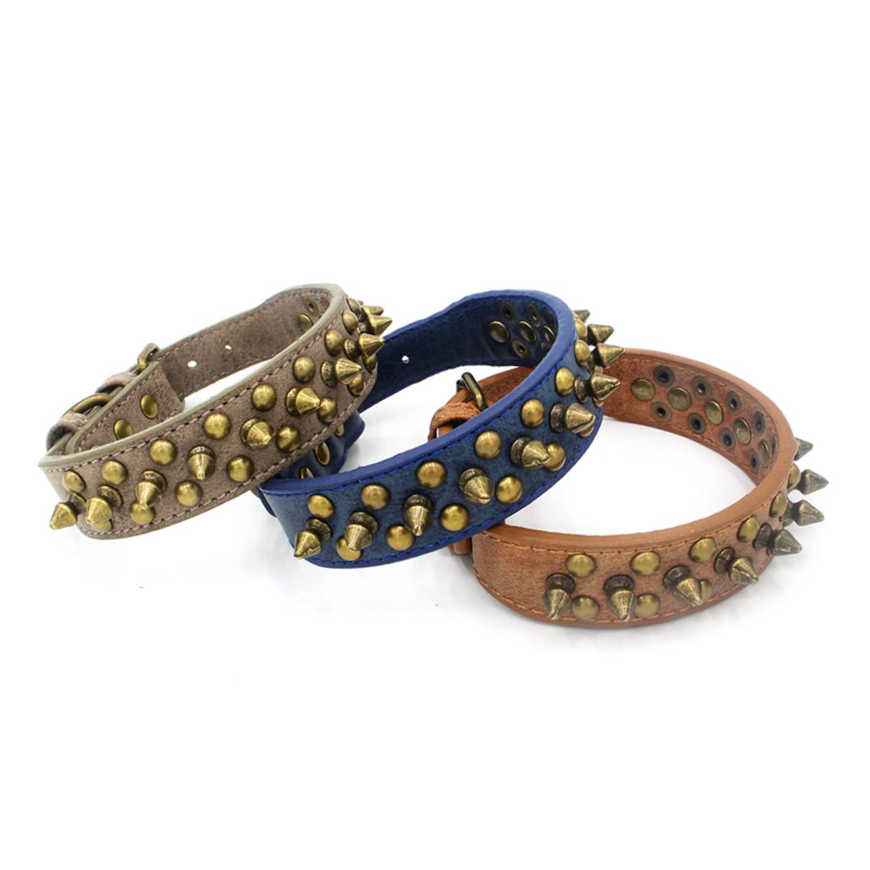 SUPVOX 3piezas Collar De Perro De Rivetes y Tachuelas Diseño Estiloso para Mascotas Color Marrón para Paseos y Actividades Al Aire
