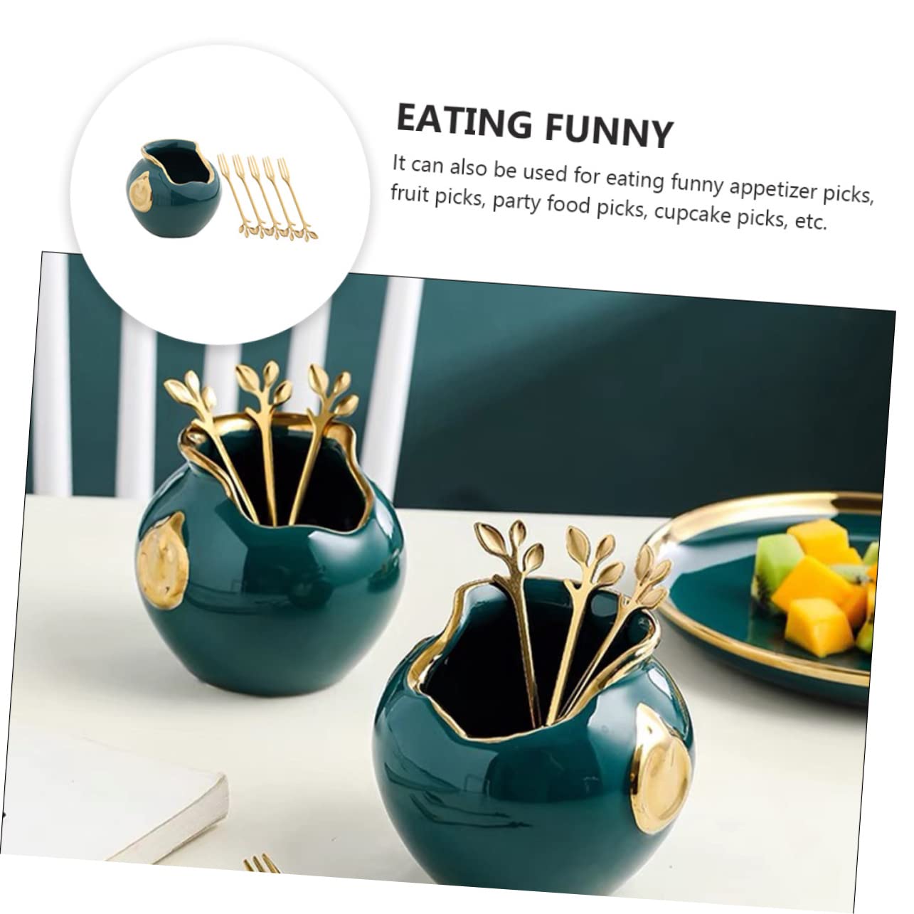 Cabilock 5pcs Stainless Steel Dessert Fork with Storage Jar Ergonomic Fruit Picks Forks for Parties Bbq and Family Gatherings Sleek Design for Comfortable Grasp and