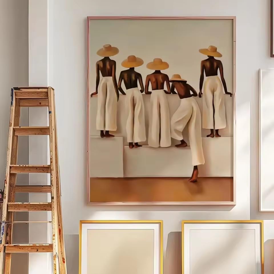 Affiche de mode silhouette féminine beige toile minimaliste 80x120cm