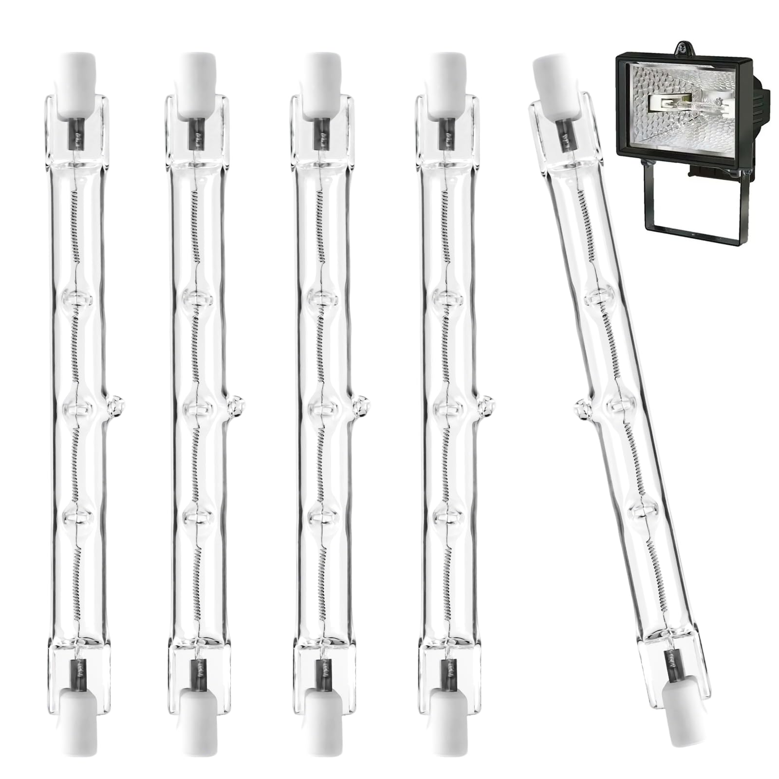 5 PCS R7s Halogen Bulb 118mm 400W LED Dimmable, 240V Security Light Bulb, Halogen Light Floodlight Bulbs, 2700K Warm White R7s Linear Halogen Outdoor Light Bulb for Spotlights, Landscape Lighting