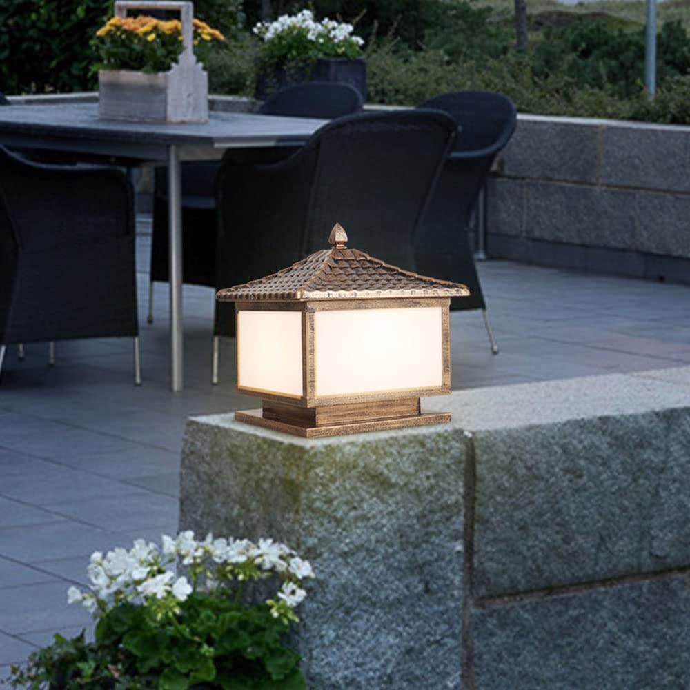 Lampa podłogowa ogrodowa z podstawą do montażu na filarze? Wodoszczelne lampy wpuszczane, ze stali nierdzewnej, do użytku na zewnątrz, czarny słupek ogrodzeniowy, odporny na rdzę, do patio, podwórza