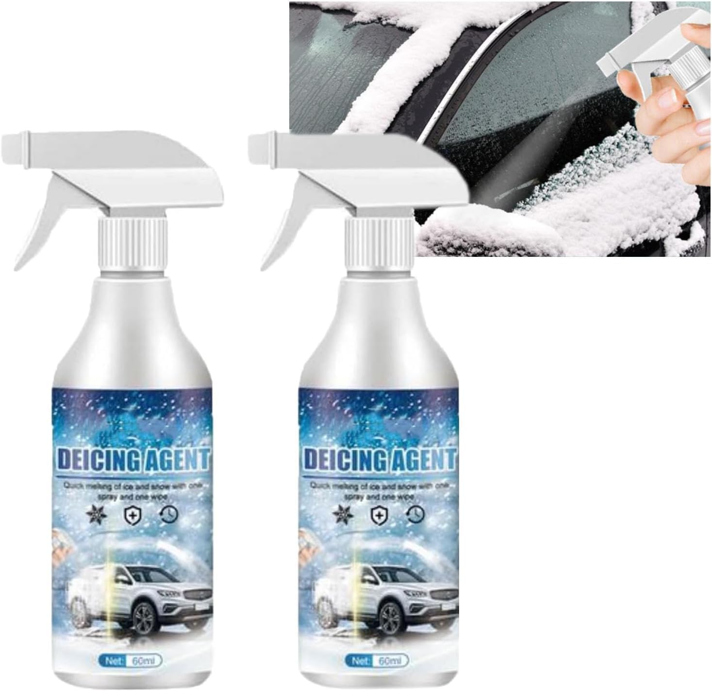 Deicer Car Windscreen Spray, De Icer Spray for Car, Snow Melting Spray