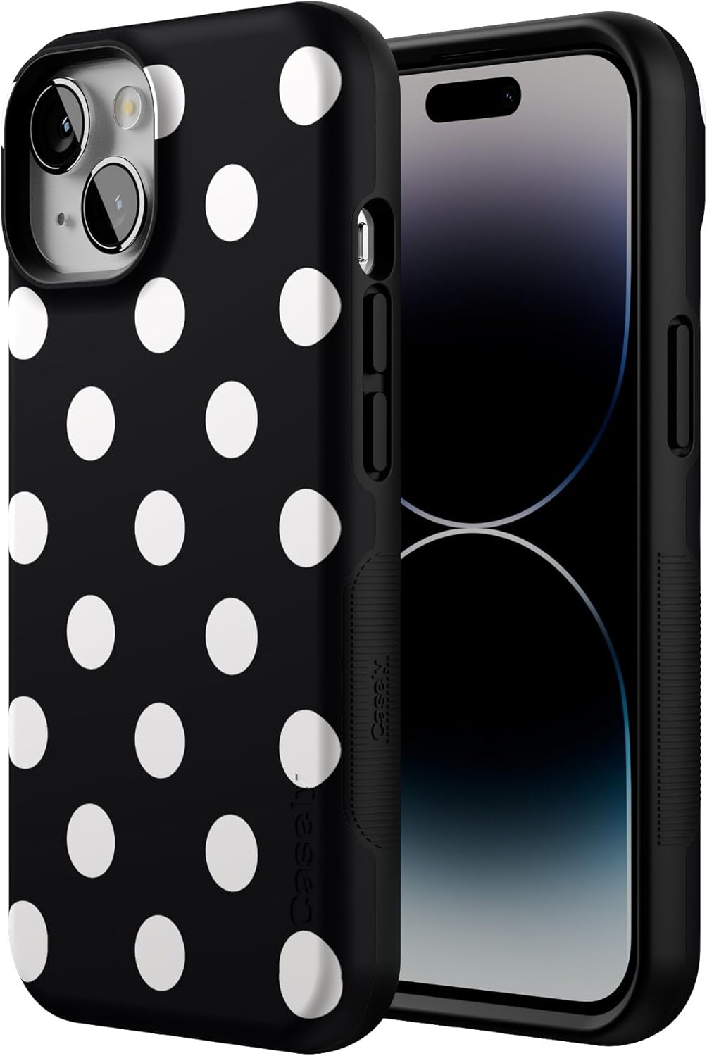 Casely iPhone 14 Case | High Contrast | Black Polka Dot | Bold Protective Design | Compatible with MagSafe