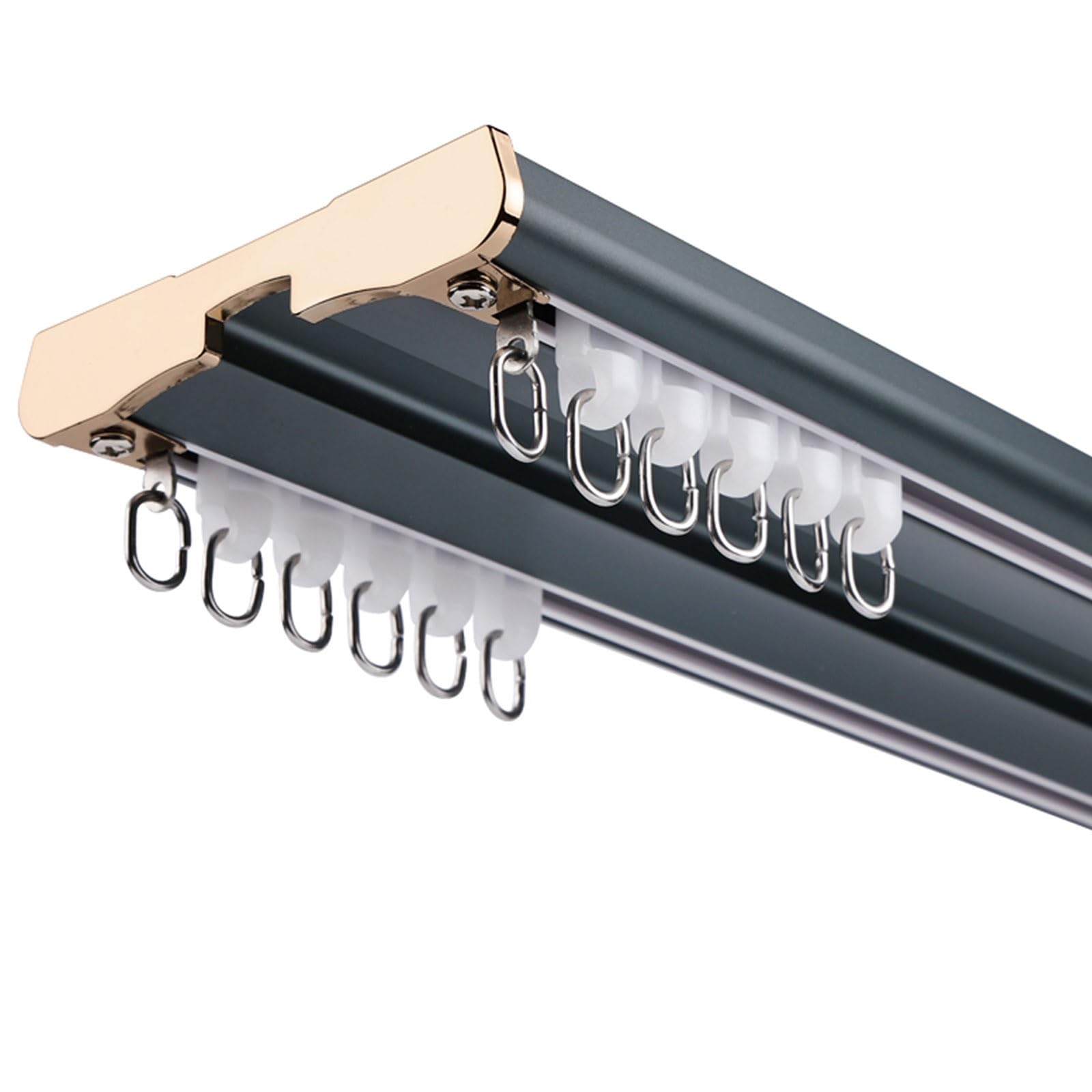 Kit de rieles de aluminio inoxidable para puerta corrediza de granero, sistema de 2 vías con juego y accesorios, fácil montaje, 250 cm, ideal para decoración del hogar (azul)