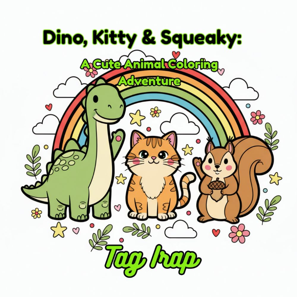 Dino, Kitty & Squeaky: A Cute Animal Coloring Adventure