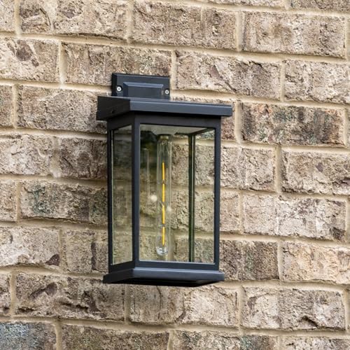 Gama Sonic Modern Farmhouse Solar Wall Light, Outdoor Sconce Lamp with Dusk-to-Dawn Sensor, Black Aluminum and Glass, 130B50010 thumbnail 3