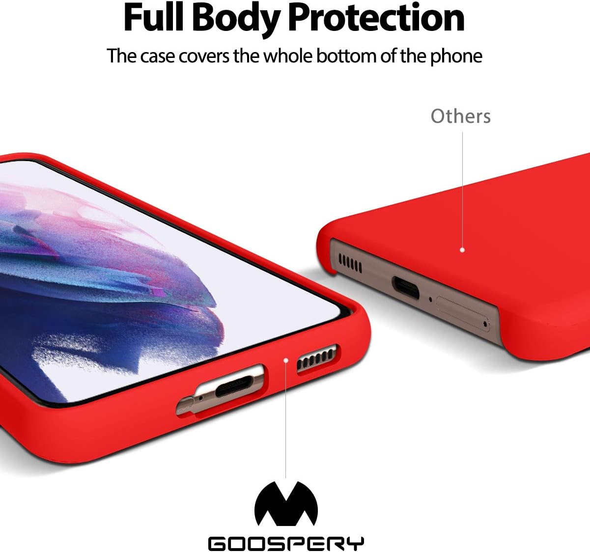 GOOSPERY Liquid Silicone Case for Galaxy S21 Case(6.2 inches) Silky-Soft Touch Full Body Protection Shockproof Cover Case with Soft Microfiber Lining - Red