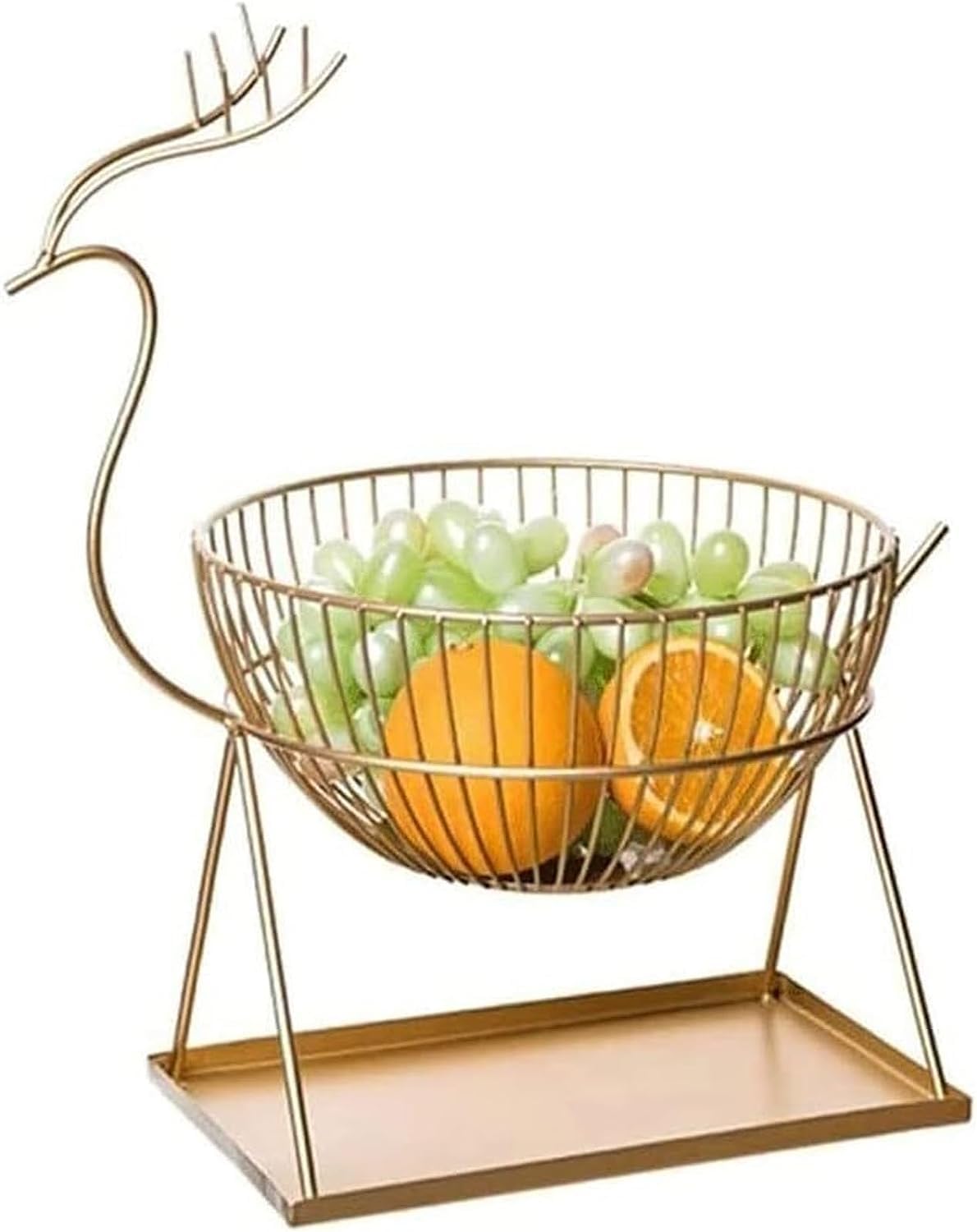 Mnuvxzaewf Onecolor Kitchen Countertop Fruit Rack-Metal Deer Figurine Basket(Onecolor)