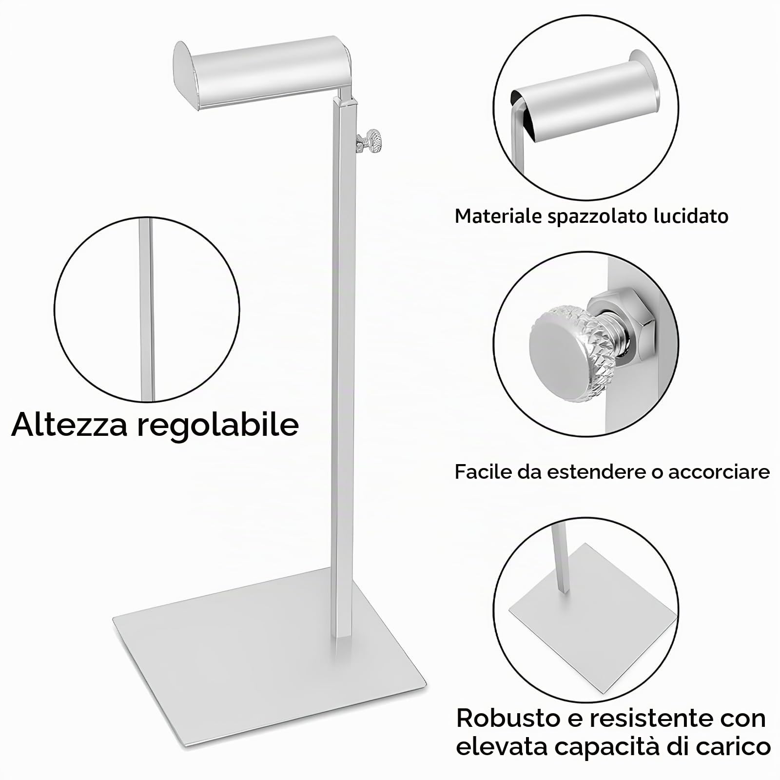2 Pezzi Espositore per Borse in Metallo, Supporto Borse Acciaio Inossidabile Altezza Regolabile, Display per Borse Regolabile in Altezza, Espositore per Borse, per Cappello, Borsa, Gioielli
